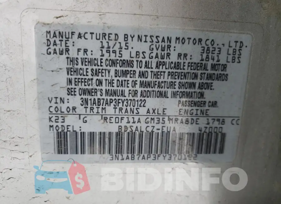 3N1AB7AP3FY370122 Photo# 12