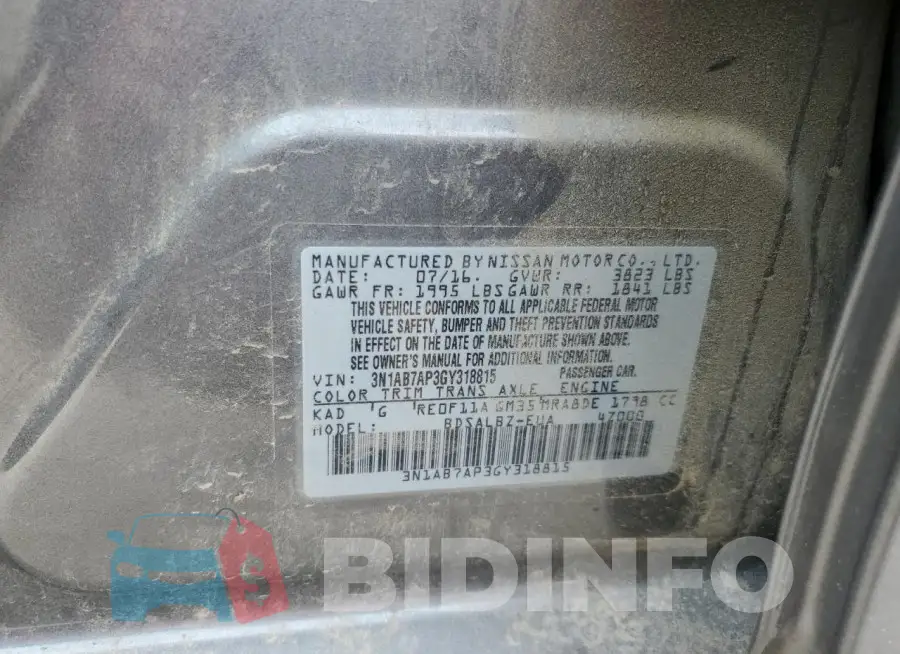 3N1AB7AP3GY318815 Photo# 12