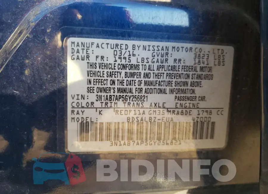 3N1AB7AP5GY256821 Photo# 13