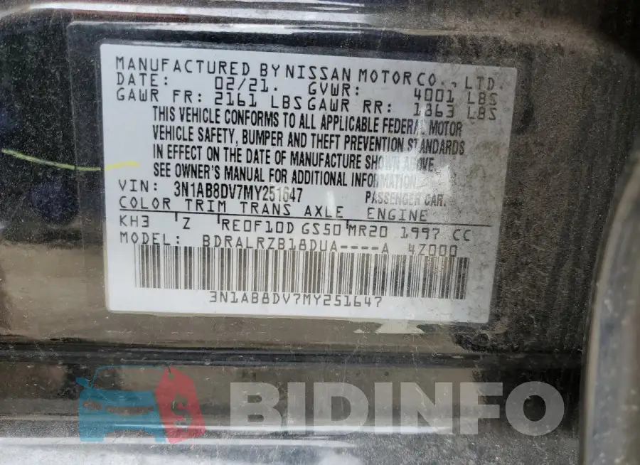 3N1AB8DV7MY251647 Photo# 12