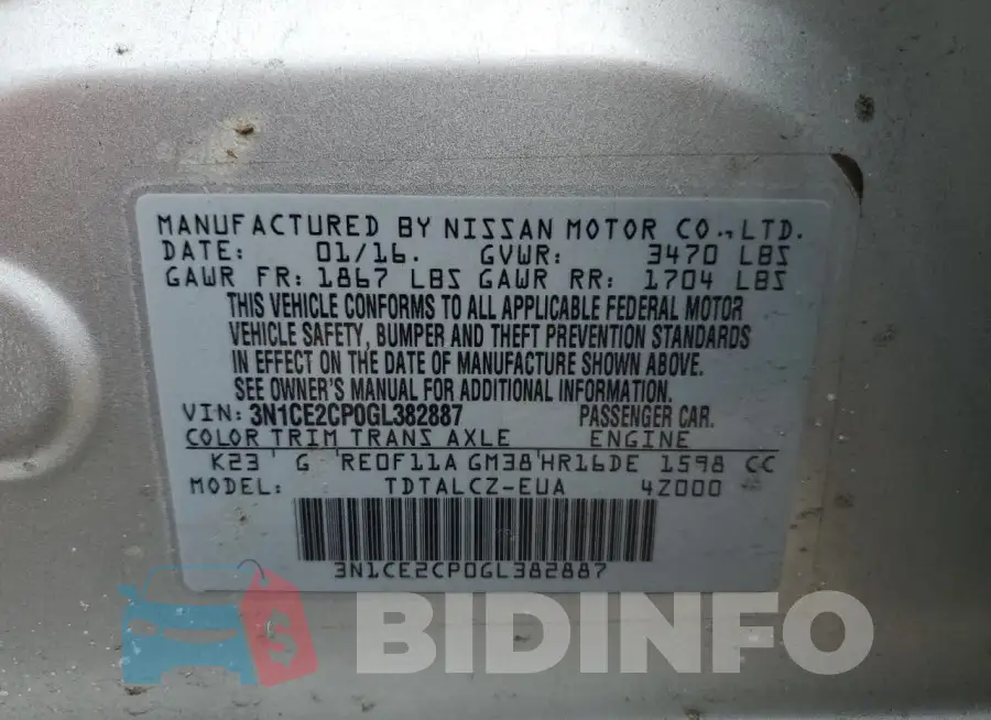 3N1CE2CP0GL382887 Photo# 12