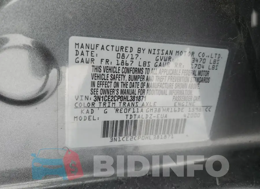 3N1CE2CP0HL381871 Photo# 12