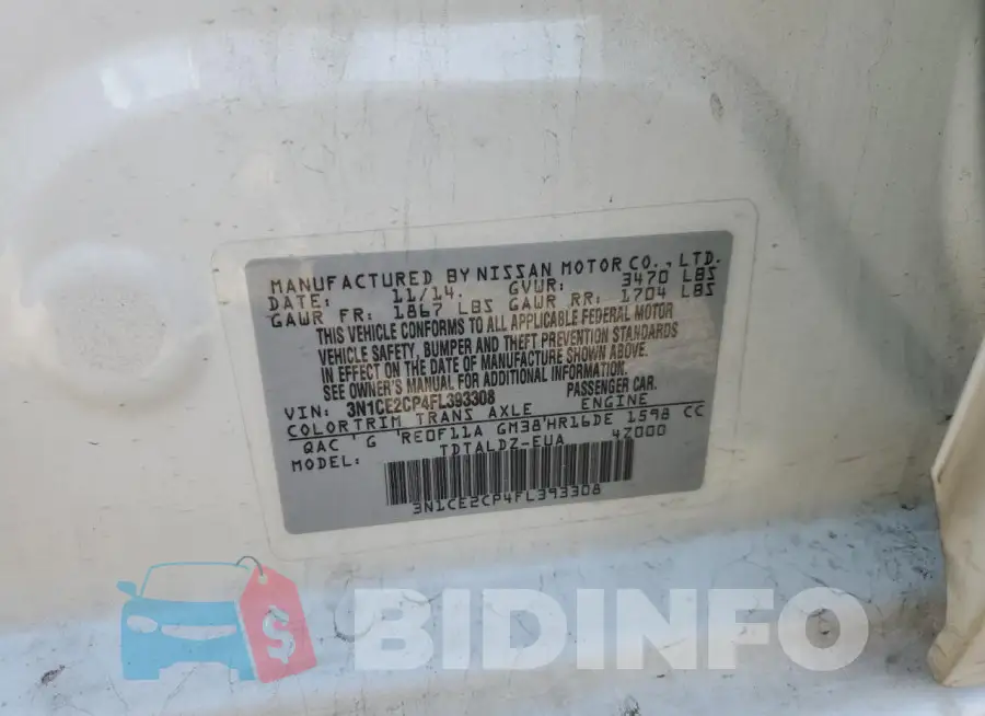 3N1CE2CP4FL393308 Photo# 12