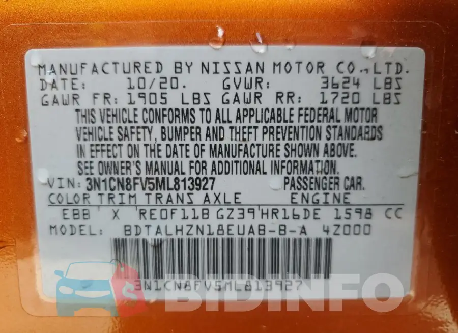 3N1CN8FV5ML813927 Photo# 12
