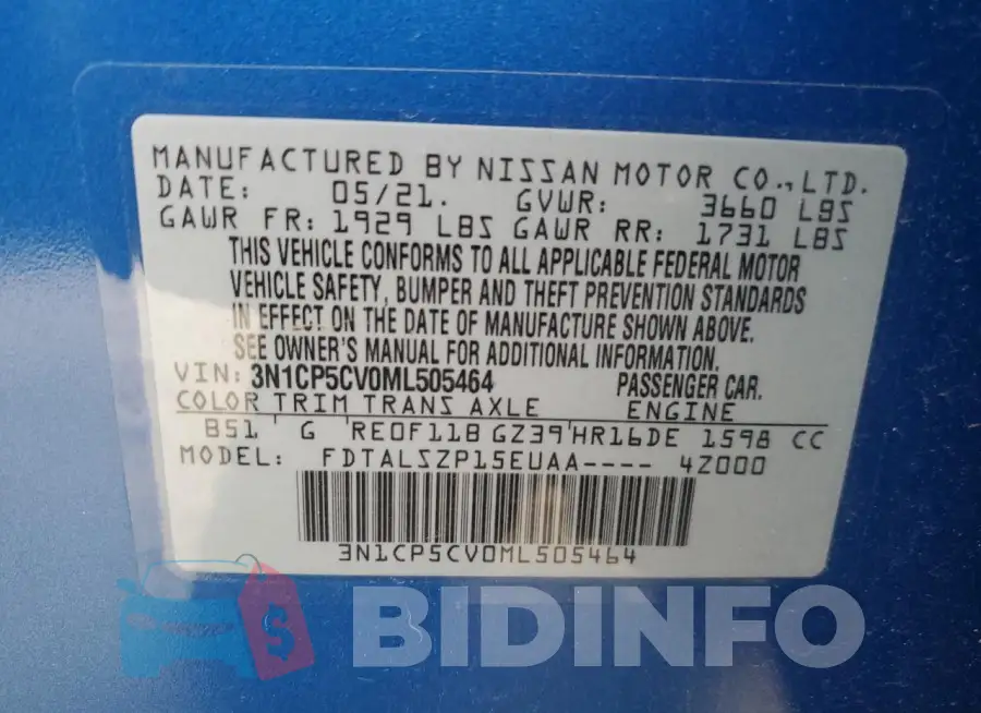 3N1CP5CV0ML505464 Photo# 13