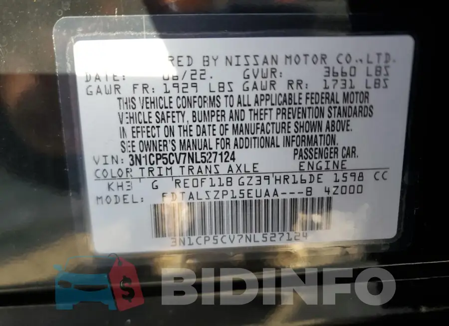 3N1CP5CV7NL527124 Photo# 14