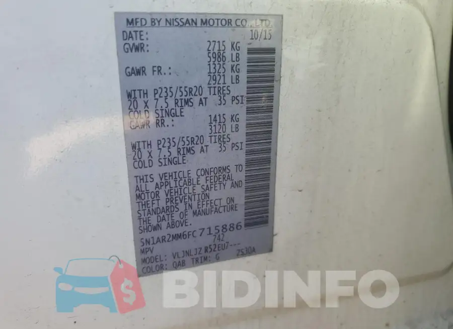 5N1AR2MM6FC715886 Photo# 14