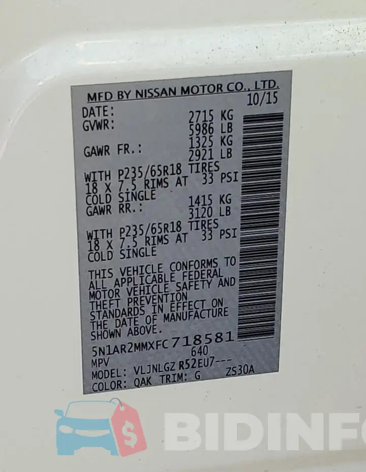 5N1AR2MMXFC718581 Photo# 12
