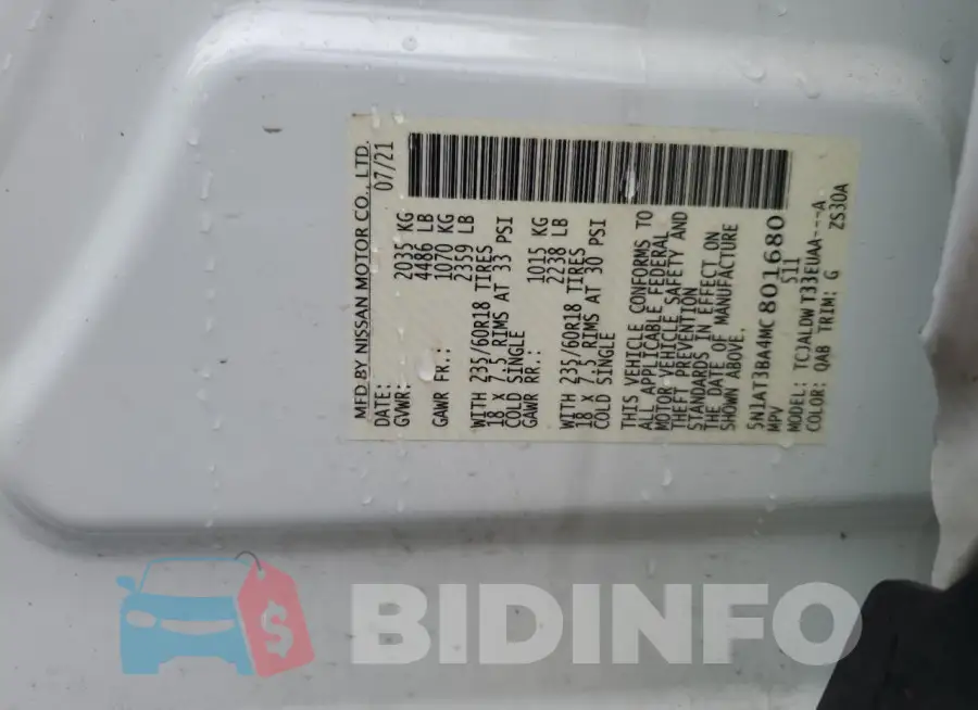 5N1AT3BA4MC801680 Photo# 13