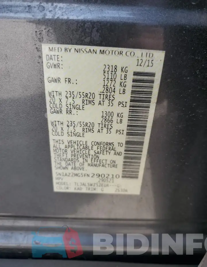 5N1AZ2MG5FN290210 Photo# 12