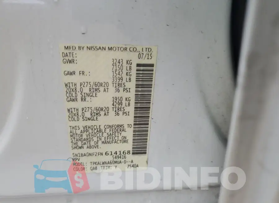 5N1BA0NF2FN614168 Photo# 13