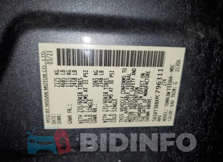 5N1BT3BBXPC796311 Photo# 13