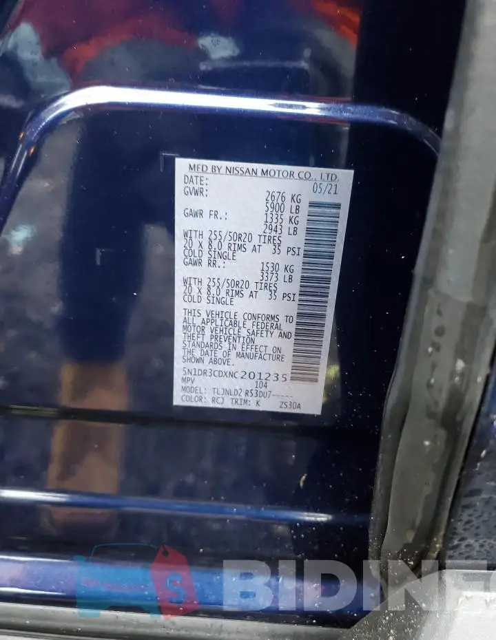 5N1DR3CDXNC201235 Photo# 12