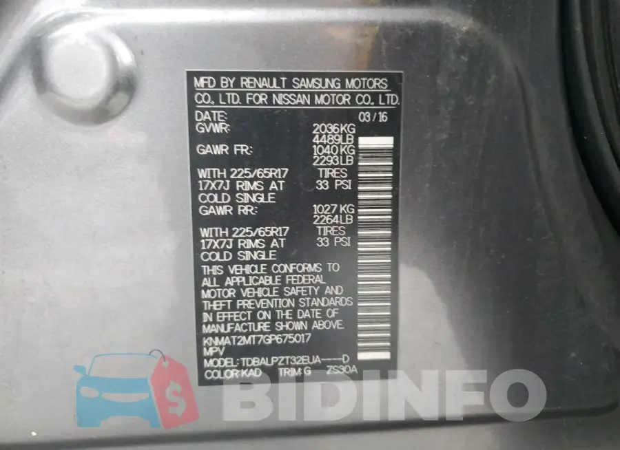 KNMAT2MT7GP675017 Photo# 13