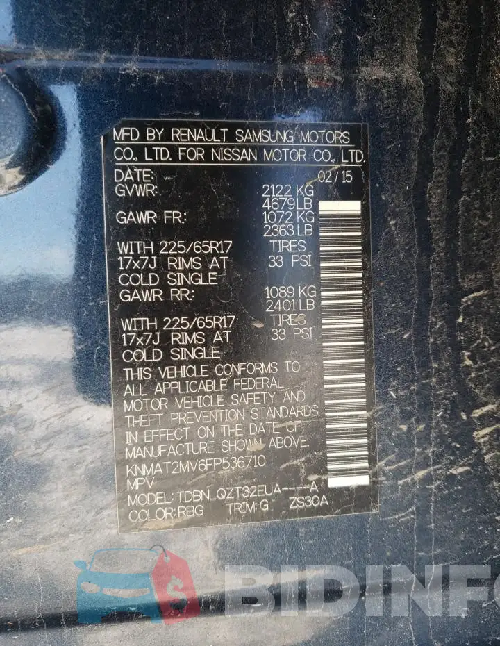 KNMAT2MV6FP536710 Photo# 13
