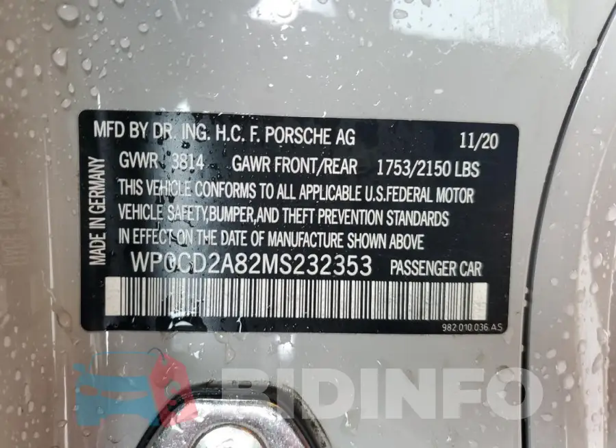 WP0CD2A82MS232353 Photo# 12