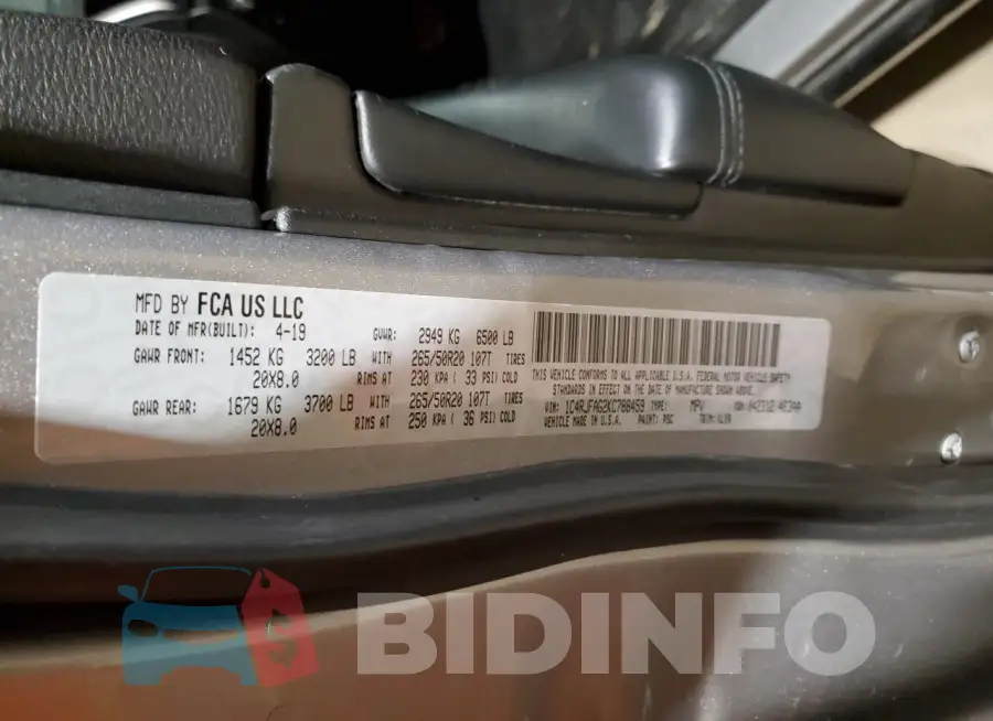 1C4RJFAG2KC788459 Photo# 12