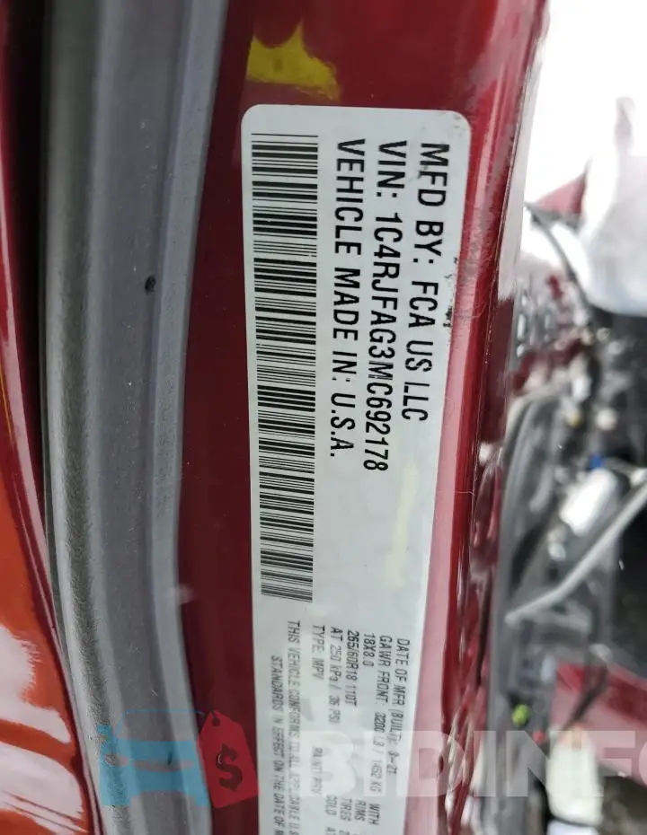 1C4RJFAG3MC692178 Photo# 13