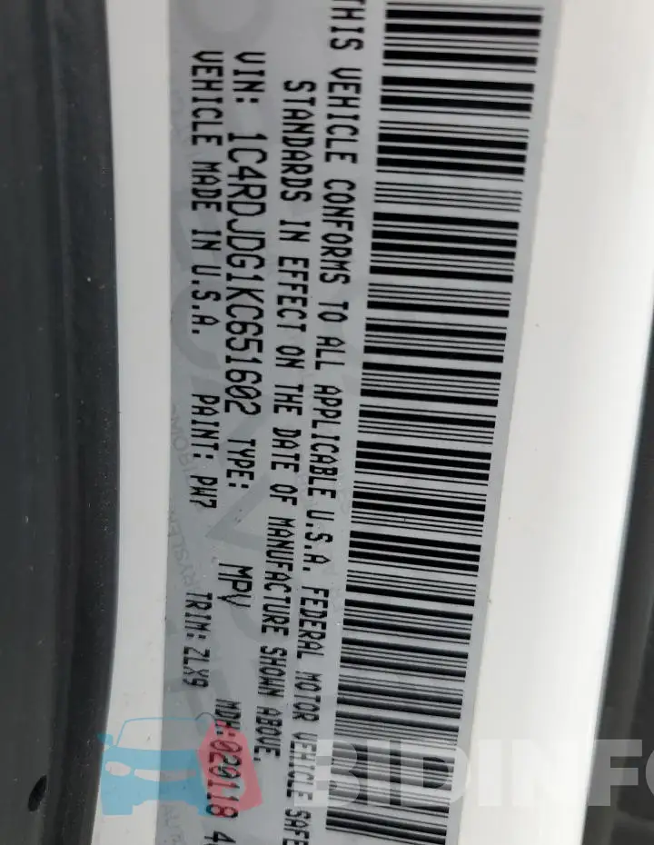 1C4RDJDG1KC651602 Photo# 13
