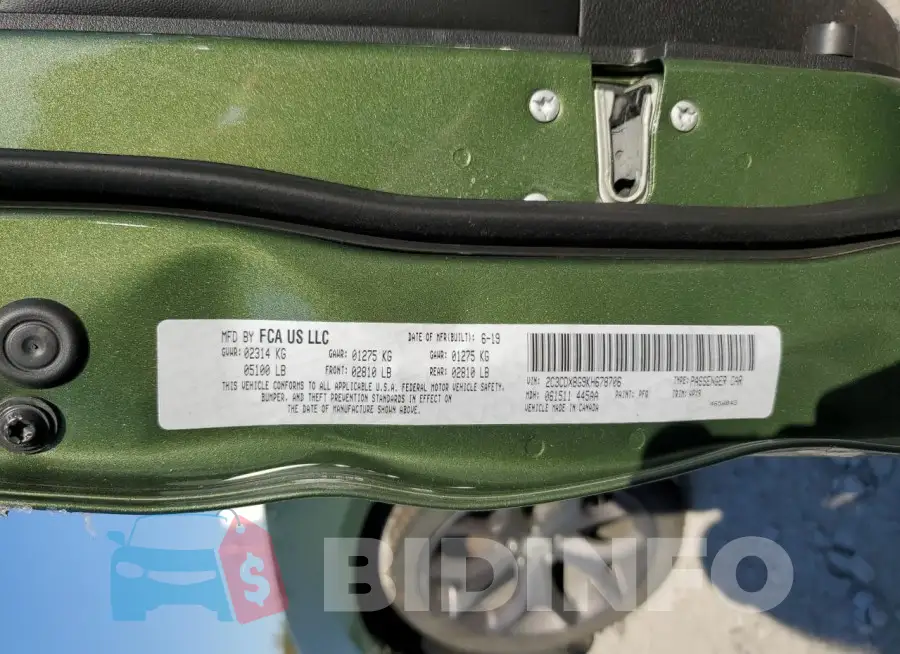 2C3CDXBG9KH678706 Photo# 12