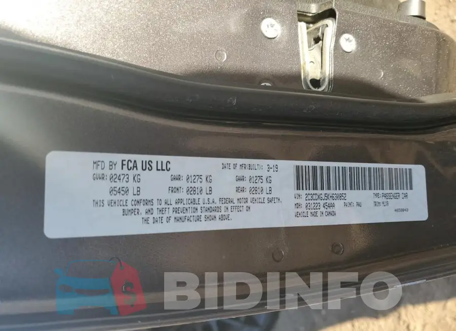 2C3CDXGJ5KH630852 Photo# 12