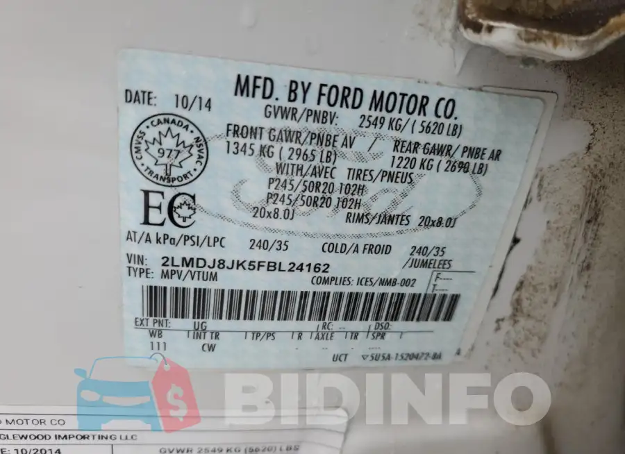 2LMDJ8JK5FBL24162 Photo# 12