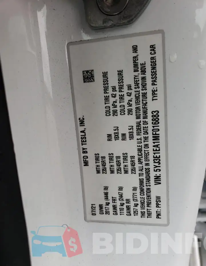 5YJ3E1EA1MF016883 Photo# 12
