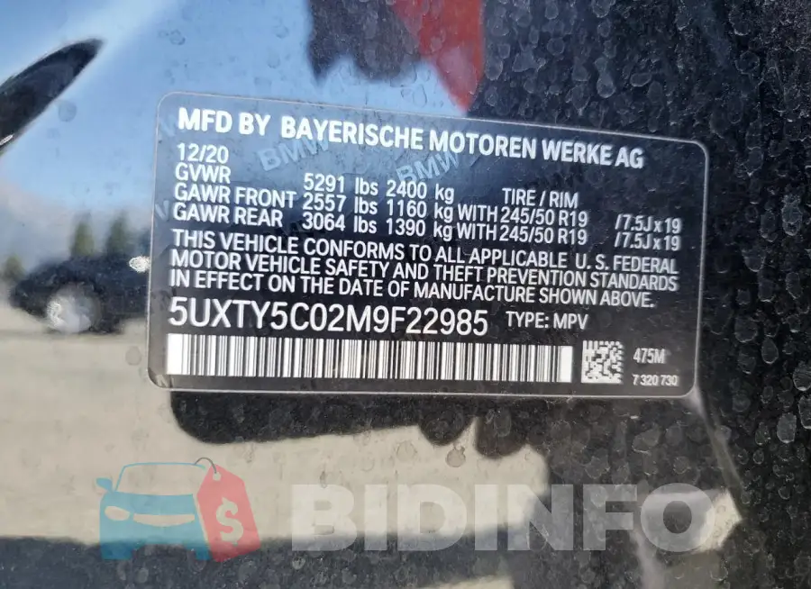 5UXTY5C02M9F22985 Photo# 13