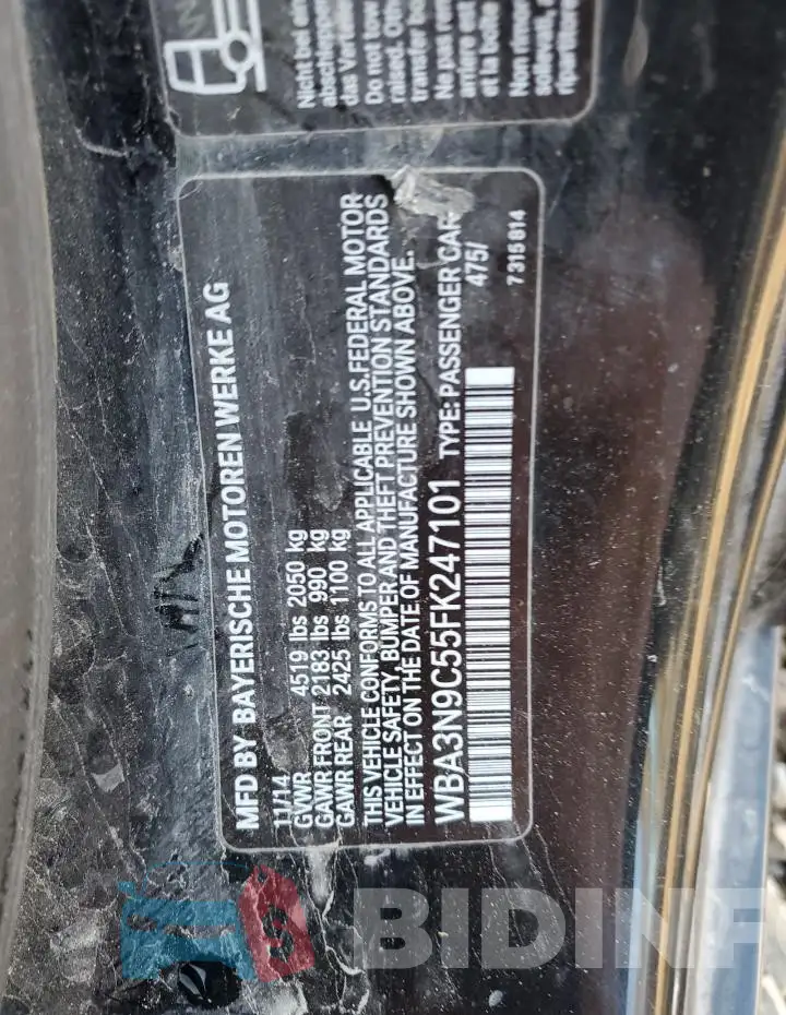 WBA3N9C55FK247101 Photo# 12