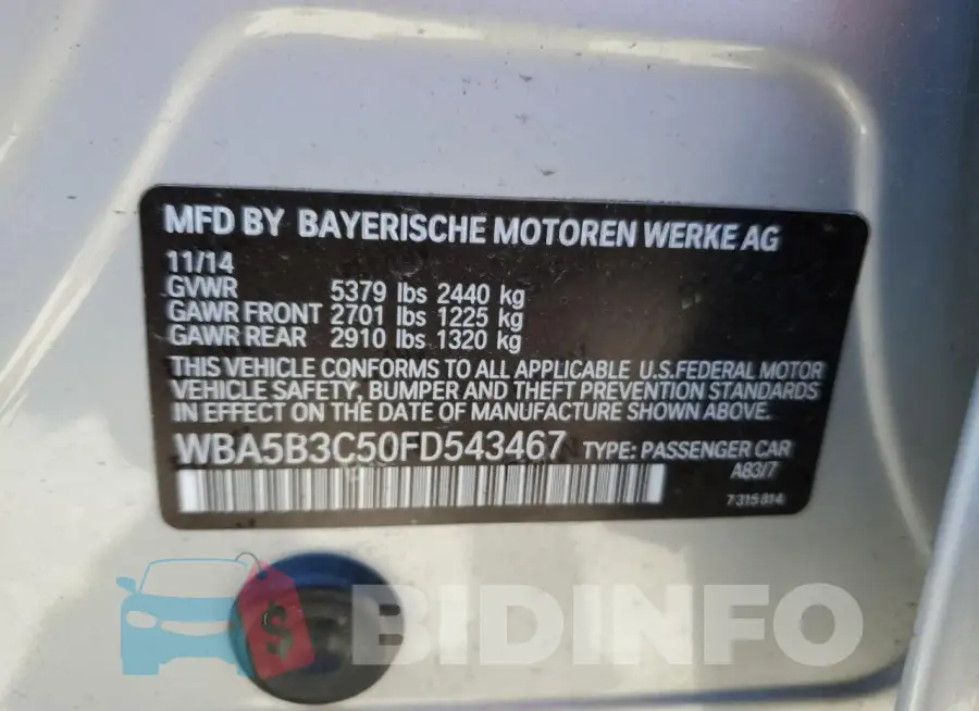 WBA5B3C50FD543467 Photo# 12