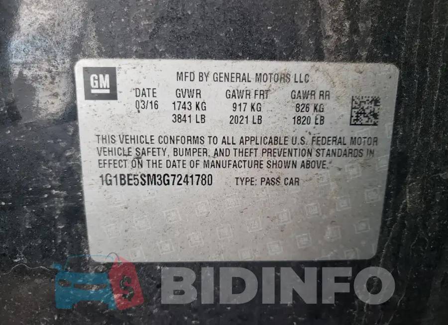 1G1BE5SM3G7241780 Photo# 12