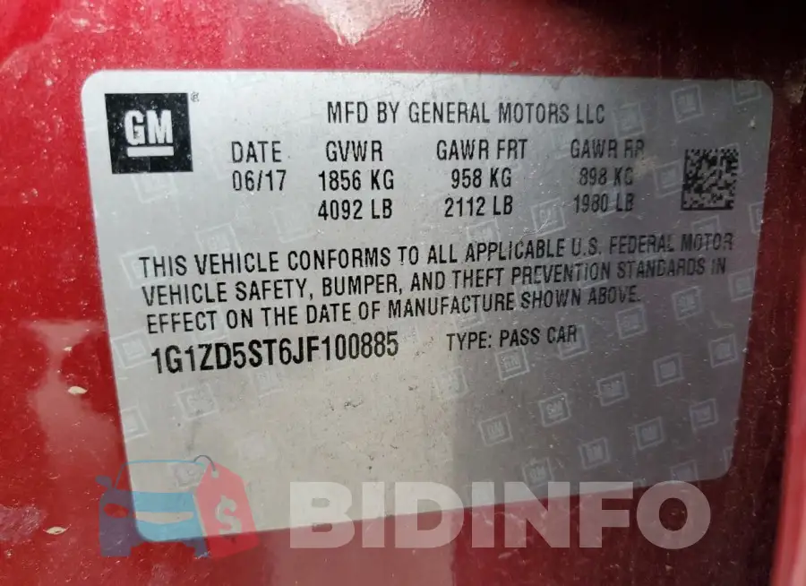 1G1ZD5ST6JF100885 Photo# 12