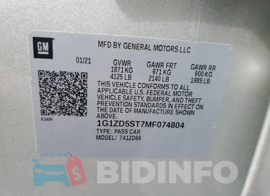 1G1ZD5ST7MF074804 Photo# 12