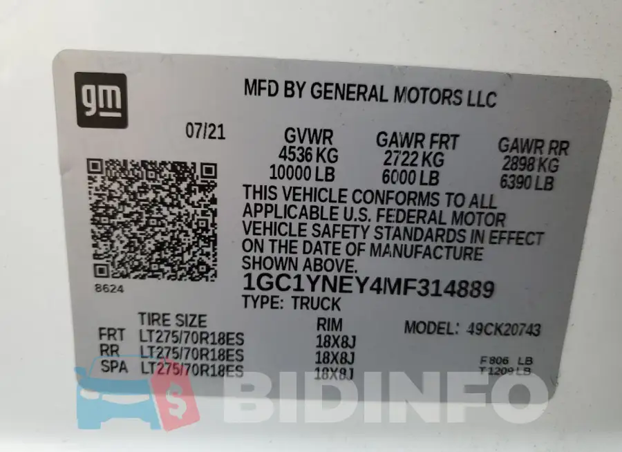 1GC1YNEY4MF314889 Photo# 12 1GC1YNEY4MF314889 Photo# 12