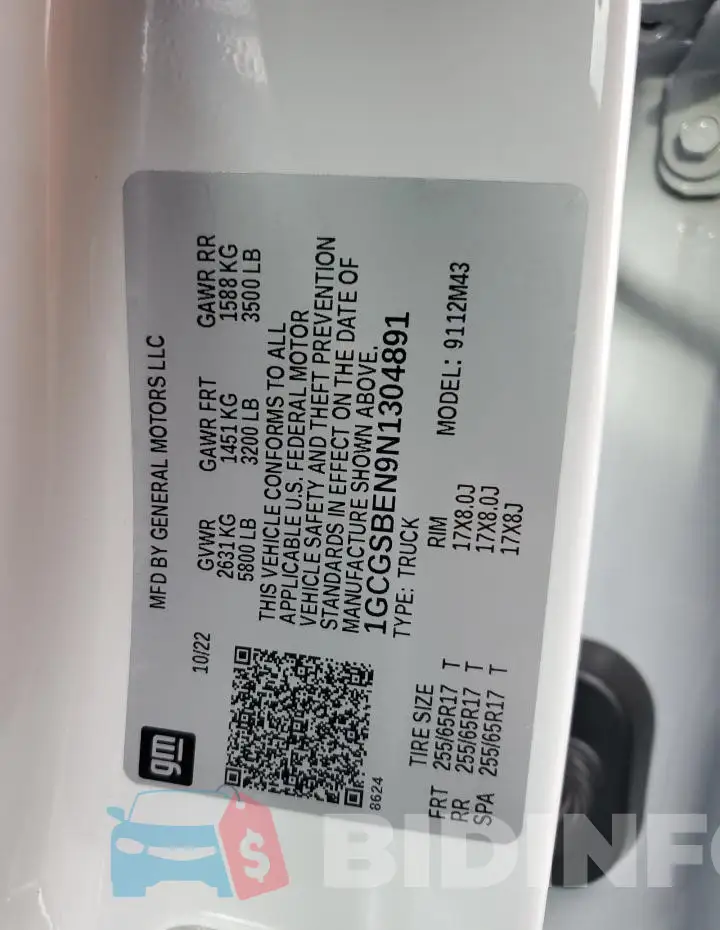 1GCGSBEN9N1304891 Photo# 12