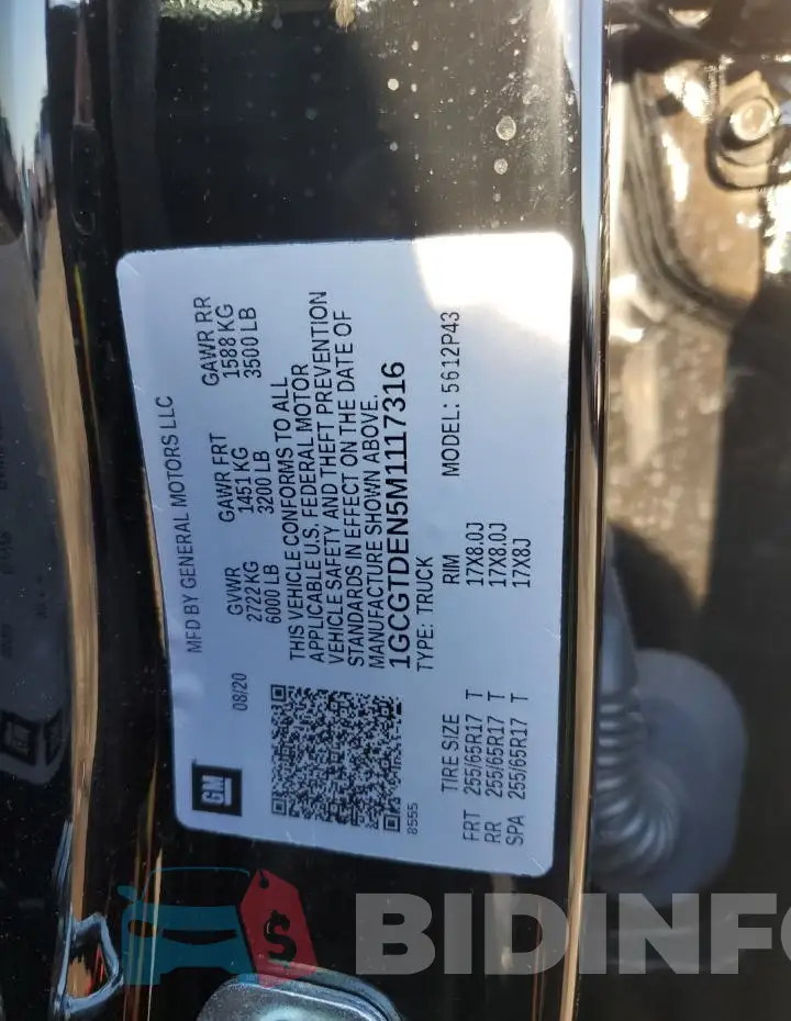 1GCGTDEN5M1117316 Photo# 12