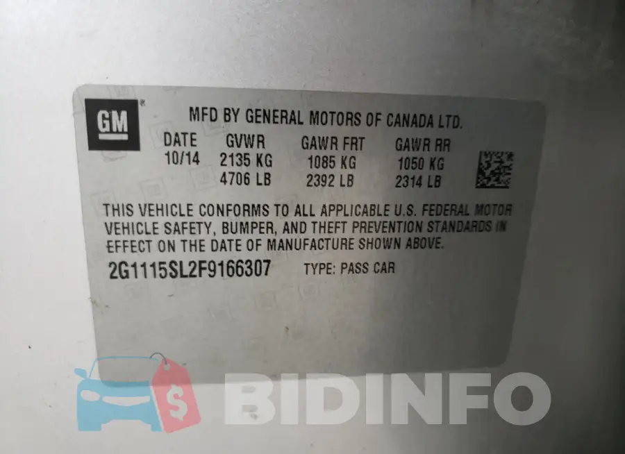 2G1115SL2F9166307 Photo# 12