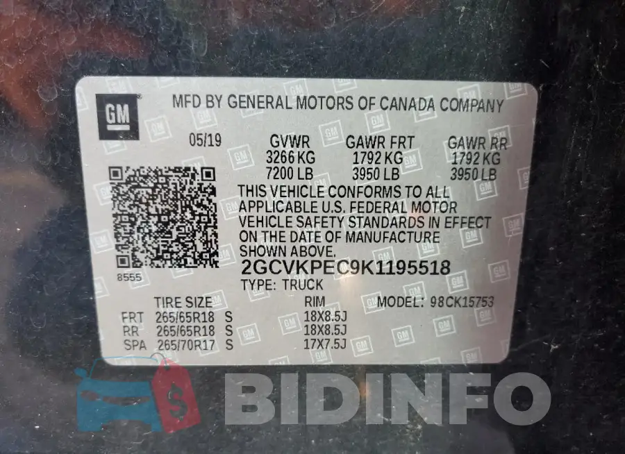 2GCVKPEC9K1195518 Photo# 12