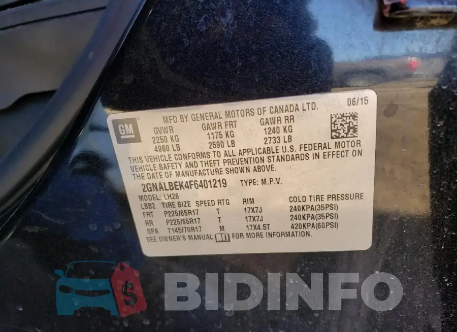 2GNALBEK4F6401219 Photo# 12