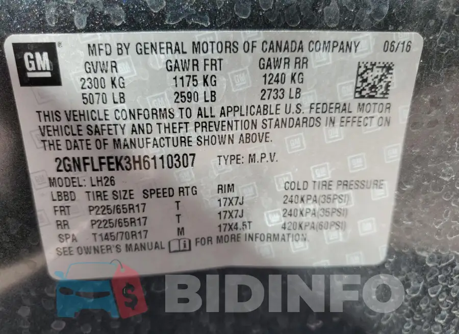 2GNFLFEK3H6110307 Photo# 13
