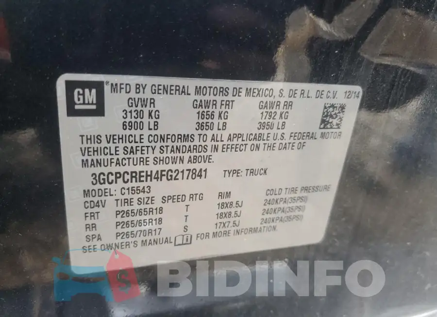 3GCPCREH4FG217841 Photo# 13