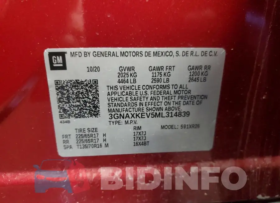 3GNAXKEV5ML314839 Photo# 13