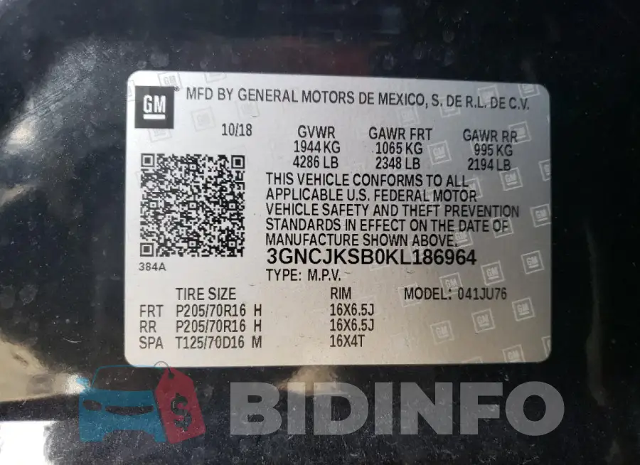 3GNCJKSB0KL186964 Photo# 13
