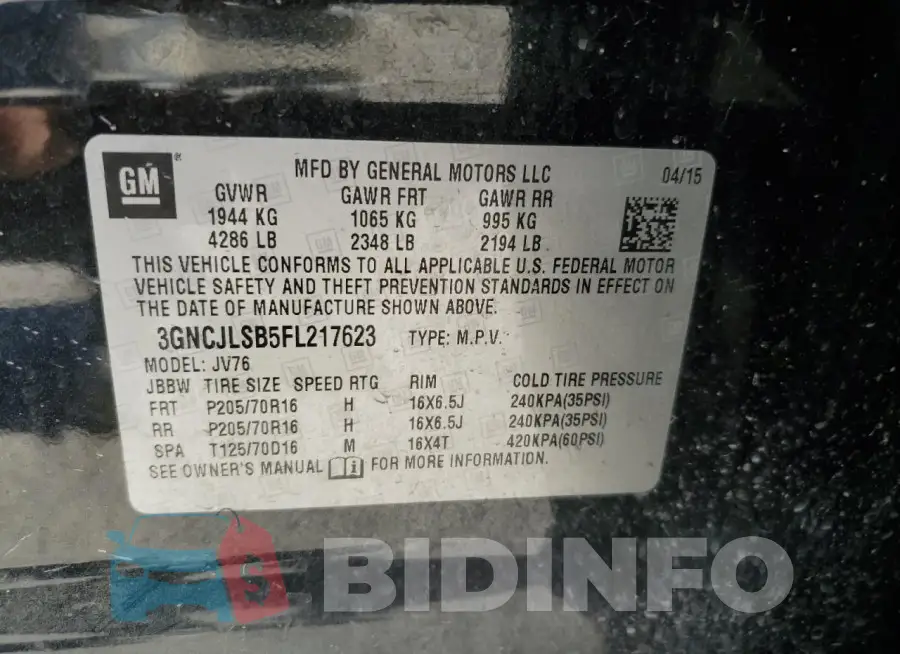 3GNCJLSB5FL217623 Photo# 13