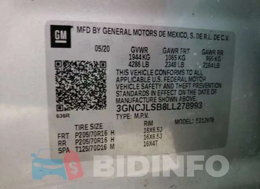 3GNCJLSB8LL278993 Photo# 13