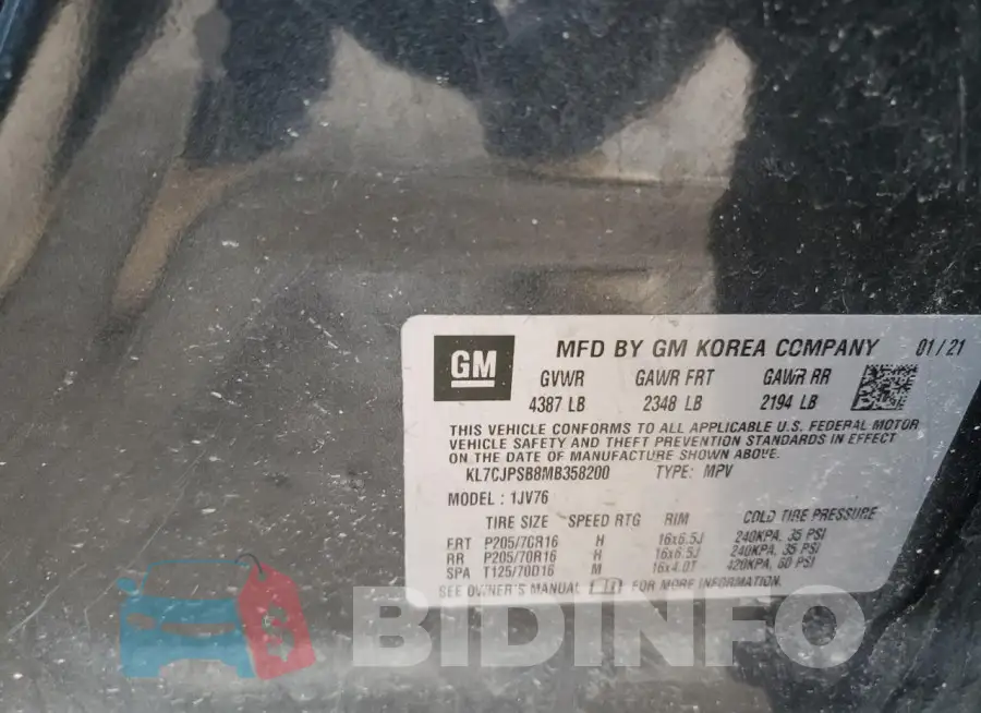 KL7CJPSB8MB358200 Photo# 12