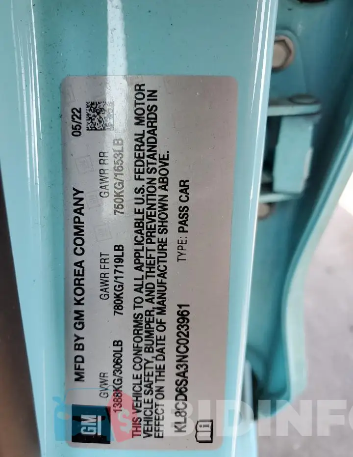 KL8CD6SA3NC023961 Photo# 13