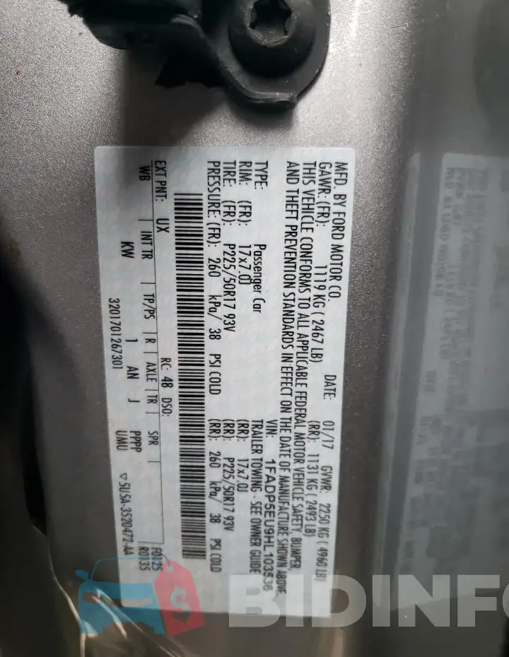 1FADP5EU9HL103536 Photo# 13