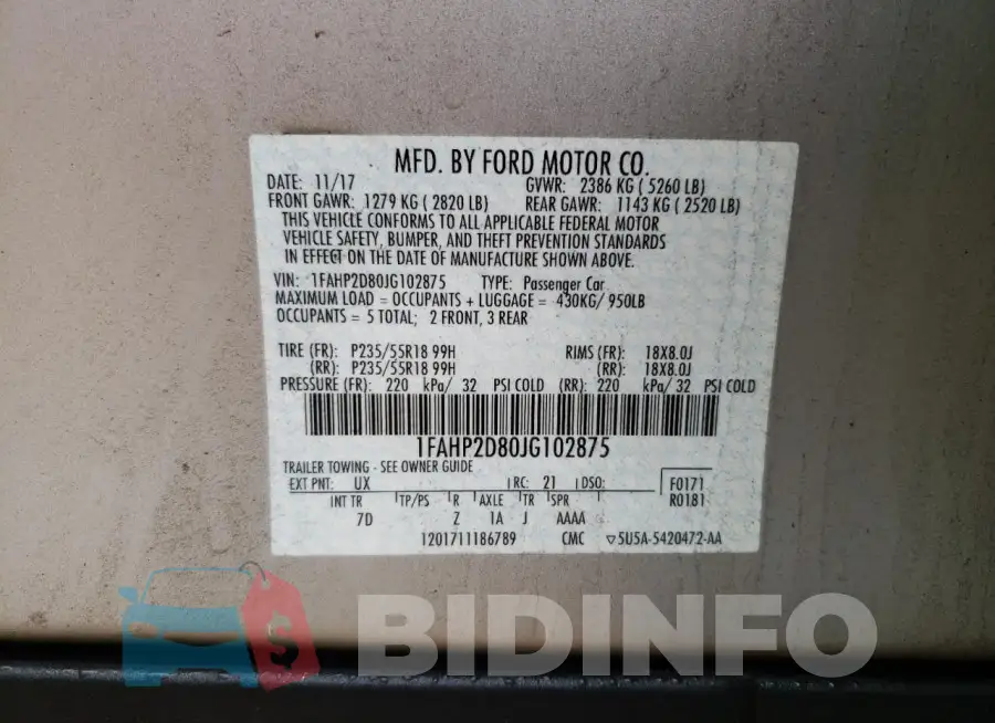 1FAHP2D80JG102875 Photo# 13