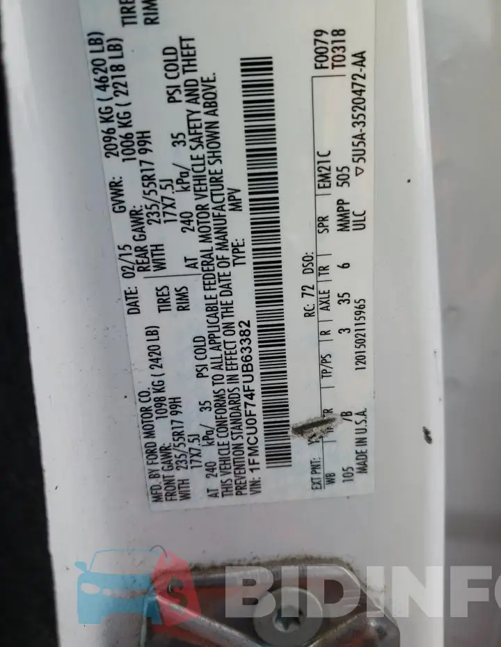 1FMCU0F74FUB63382 Photo# 12